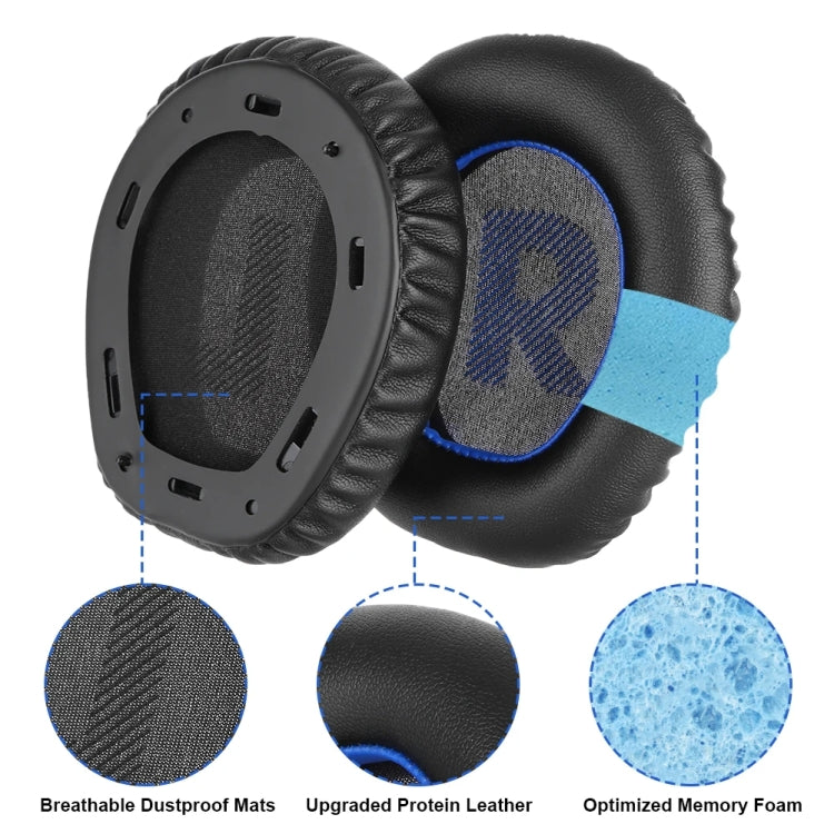 1pair For JBL Quantum Q100 Headphone Leather Sponge Cover Gaming Headset Earmuffs(Black Blue) - Earmuff & Pad by PMC Jewellery | Online Shopping South Africa | PMC Jewellery | Buy Now Pay Later Mobicred