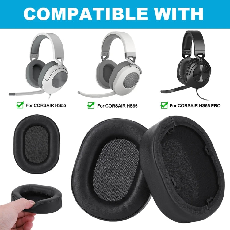 1pair Headphone Leather Sponge Cover For CORSAIR HS55 / HS55 PRO / HS65(Black) - Earmuff & Pad by PMC Jewellery | Online Shopping South Africa | PMC Jewellery | Buy Now Pay Later Mobicred