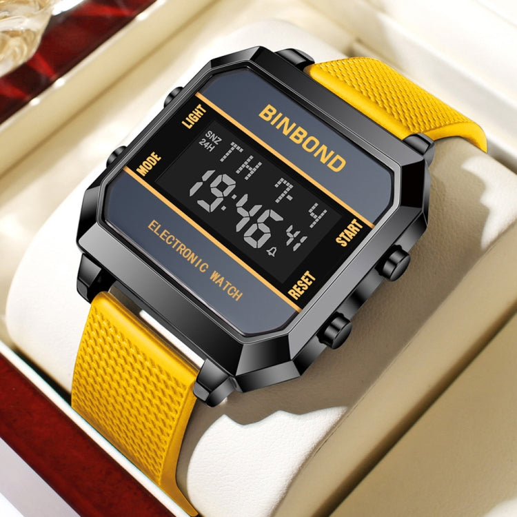 BINBOND D081 30m Waterproof Multifunctional Student Sports Electronic Watch(Yellow) - Silicone Strap Watches by BINBOND | Online Shopping South Africa | PMC Jewellery | Buy Now Pay Later Mobicred