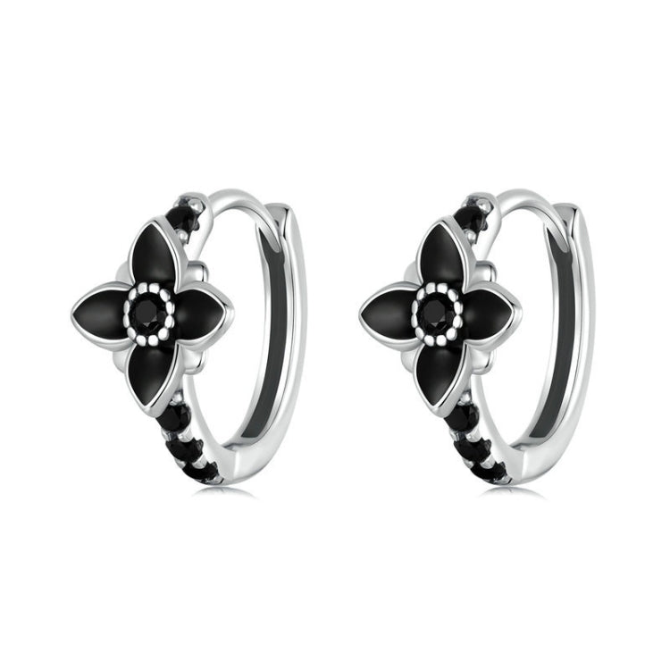 S925 Sterling Silver Oxidized Retro Elegant Flower Earrings(SCE1801) - Stud Earrings & Earrings by PMC Jewellery | Online Shopping South Africa | PMC Jewellery | Buy Now Pay Later Mobicred