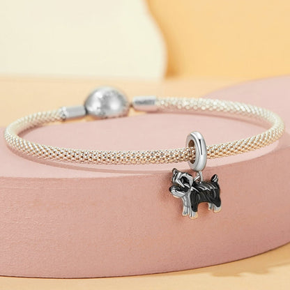 S925 Sterling Silver Gold Plated Cute Schnauzer Pendant Bracelet Beads(SCC2835) - Jewelry Accessories by PMC Jewellery | Online Shopping South Africa | PMC Jewellery | Buy Now Pay Later Mobicred