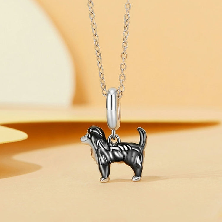 S925 Sterling Silver Gold Plated Cute Border Collie Pendant Bracelet Beads(SCC2836) - Jewelry Accessories by PMC Jewellery | Online Shopping South Africa | PMC Jewellery | Buy Now Pay Later Mobicred