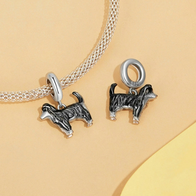 S925 Sterling Silver Gold Plated Cute Border Collie Pendant Bracelet Beads(SCC2836) - Jewelry Accessories by PMC Jewellery | Online Shopping South Africa | PMC Jewellery | Buy Now Pay Later Mobicred