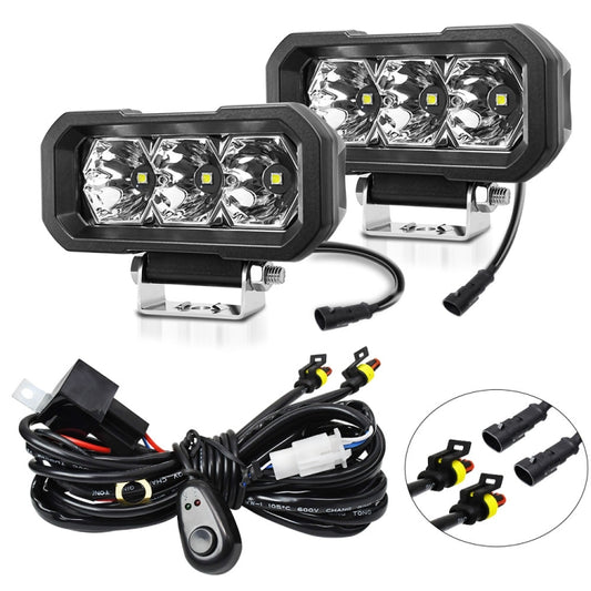 E23 40W 9V-30V 5 Inch Waterproof 3-Eye Headlight(Floodlight White Light) - Work Lights by PMC Jewellery | Online Shopping South Africa | PMC Jewellery | Buy Now Pay Later Mobicred