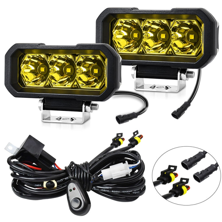 E23 40W 9V-30V 5 Inch Waterproof 3-Eye Headlight(Floodlight Yellow Light) - Work Lights by PMC Jewellery | Online Shopping South Africa | PMC Jewellery | Buy Now Pay Later Mobicred