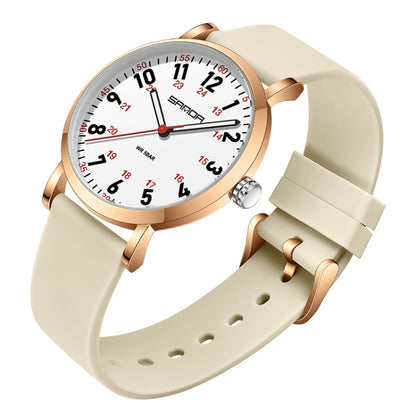 SANDA Quartz Watch Simple Temperament Casual Women Watch(Khaki) - Silicone Strap Watches by SANDA | Online Shopping South Africa | PMC Jewellery | Buy Now Pay Later Mobicred