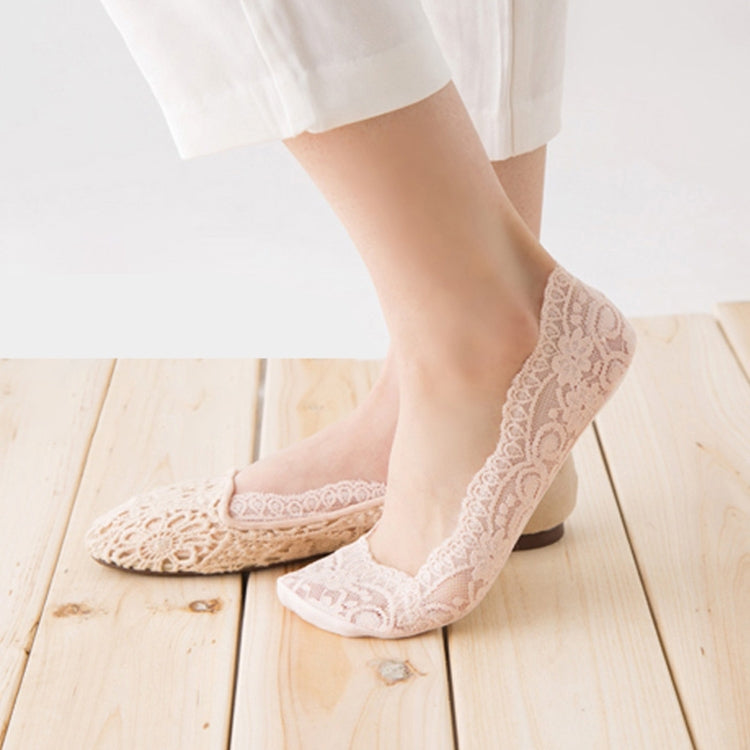 Summer  Girl Silica Gel Lace Boat Socks Invisible Cotton Sole Non-slip Antiskid Slippers Anti-Slip Sock(Pink) - Sailboat Socks by PMC Jewellery | Online Shopping South Africa | PMC Jewellery