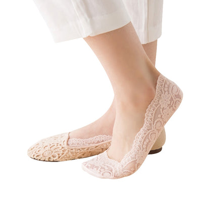 Summer  Girl Silica Gel Lace Boat Socks Invisible Cotton Sole Non-slip Antiskid Slippers Anti-Slip Sock(Pink) - Sailboat Socks by PMC Jewellery | Online Shopping South Africa | PMC Jewellery