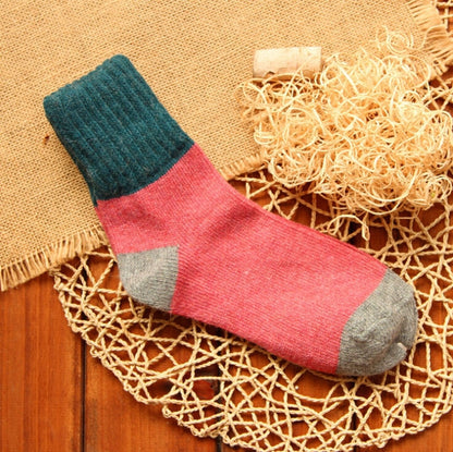 5 Pairs Winter Vintage Rabbit Wool Socks Thicken Patchwork Cotton Socks, Size:Free Size(blue socks) - Tube Socks by PMC Jewellery | Online Shopping South Africa | PMC Jewellery