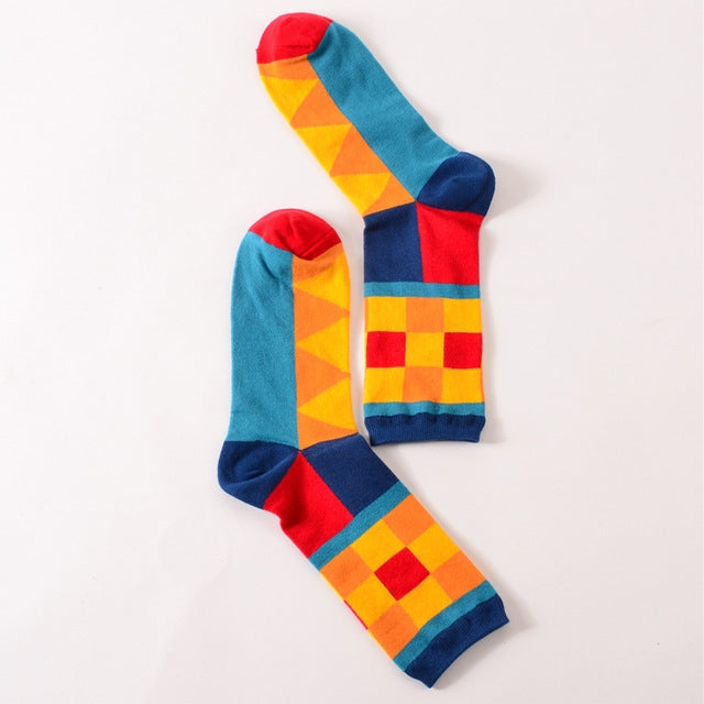 Funny Cute Happy Socks Womens Men Print Casual Harajuku Socks( Square) - Tube Socks by PMC Jewellery | Online Shopping South Africa | PMC Jewellery