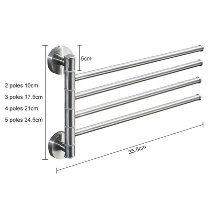 Stainless Steel Towel Bar Rotating Towel Rack Bathroom Kitchen Wall-mounted Towel Polished Rack Holder, Model:Brushed Five Poles - Shelves by PMC Jewellery | Online Shopping South Africa | PMC Jewellery