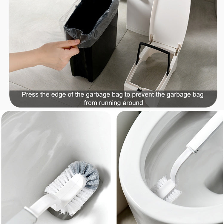 Bathroom Toilet Toilet Brush Integrated Pressing Open Lid Square Trash Can Set with Brush(Gray) - Cleaning Tools by PMC Jewellery | Online Shopping South Africa | PMC Jewellery