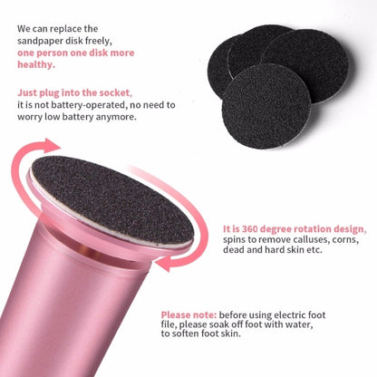 Electric Foot File Speed Adjustable Sandpaper Discs Callus Remover Pedicure Fast Remove Feet Hard Cracked Dry Dead Skin Tool, Plug Type:US plug(Pink) - Grinding Tools & Accessories by PMC Jewellery | Online Shopping South Africa | PMC Jewellery | Buy Now Pay Later Mobicred