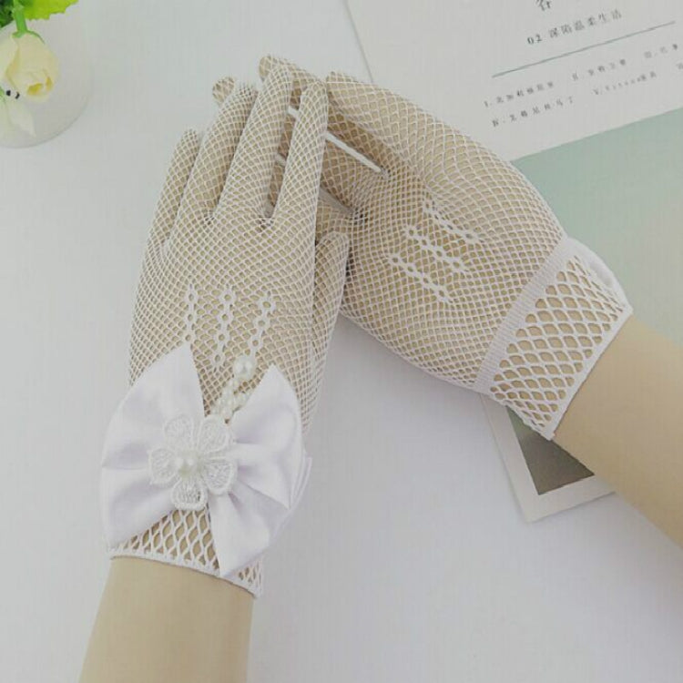 Thin Flower Girls Wedding Gloves Mesh Bow-knot Gloves, One Pair, Size:4-15 Years Old(White) - Children Gloves by PMC Jewellery | Online Shopping South Africa | PMC Jewellery