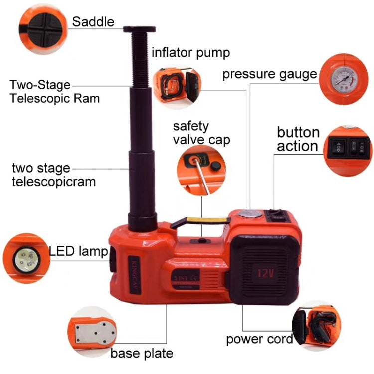 3 In 1 Car Electric Jack Air Pump Electric Wrench Maintenance Tools Set(Red) - Car Jacks by PMC Jewellery | Online Shopping South Africa | PMC Jewellery