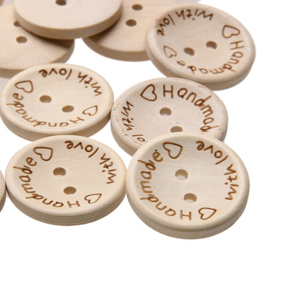 100 PCS English Alphabet Carved Round Wooden Buttons, Size:20mm - Button by PMC Jewellery | Online Shopping South Africa | PMC Jewellery