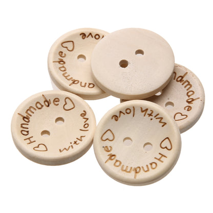 100 PCS English Alphabet Carved Round Wooden Buttons, Size:20mm - Button by PMC Jewellery | Online Shopping South Africa | PMC Jewellery