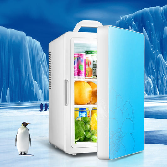 Cabinet Type Car Home Dual-purpose 16-liter Hot and Cold Small Refrigerator, Style:Dual-core Blue Door(CN Plug) - Refrigerators & Accessories by PMC Jewellery | Online Shopping South Africa | PMC Jewellery | Buy Now Pay Later Mobicred