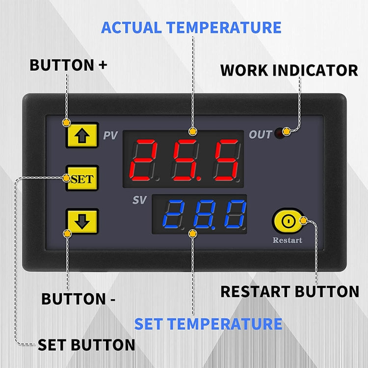 High-precision Microcomputer Intelligent Digital Display Switch Thermostat, Style:12V Power Supply(Red and Blue Display) - Thermostat & Thermometer by PMC Jewellery | Online Shopping South Africa | PMC Jewellery