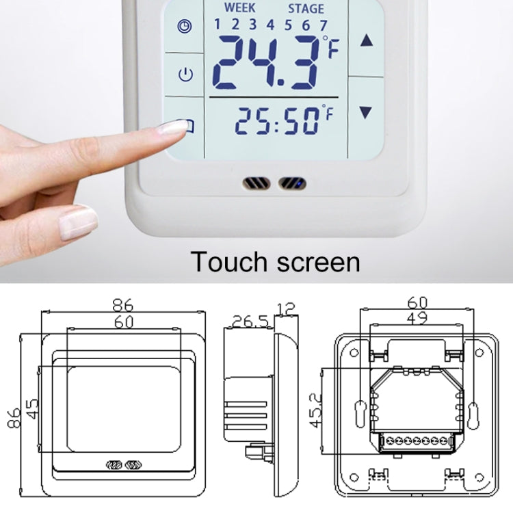 LYK-109 Thermoregulator Touch Screen Heating Thermostat for Warm Floor/Electric Heating System Temperature Controller(White) - Indoor Thermometer by PMC Jewellery | Online Shopping South Africa | PMC Jewellery
