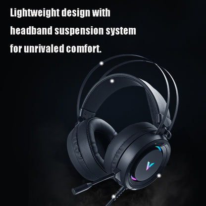 Rapoo VH500C Desktop Computer 7.1 Channel RGB Luminous Game Headset with Short Microphone, Cable Length: 2.2m(Black) - Multimedia Headset by Rapoo | Online Shopping South Africa | PMC Jewellery | Buy Now Pay Later Mobicred