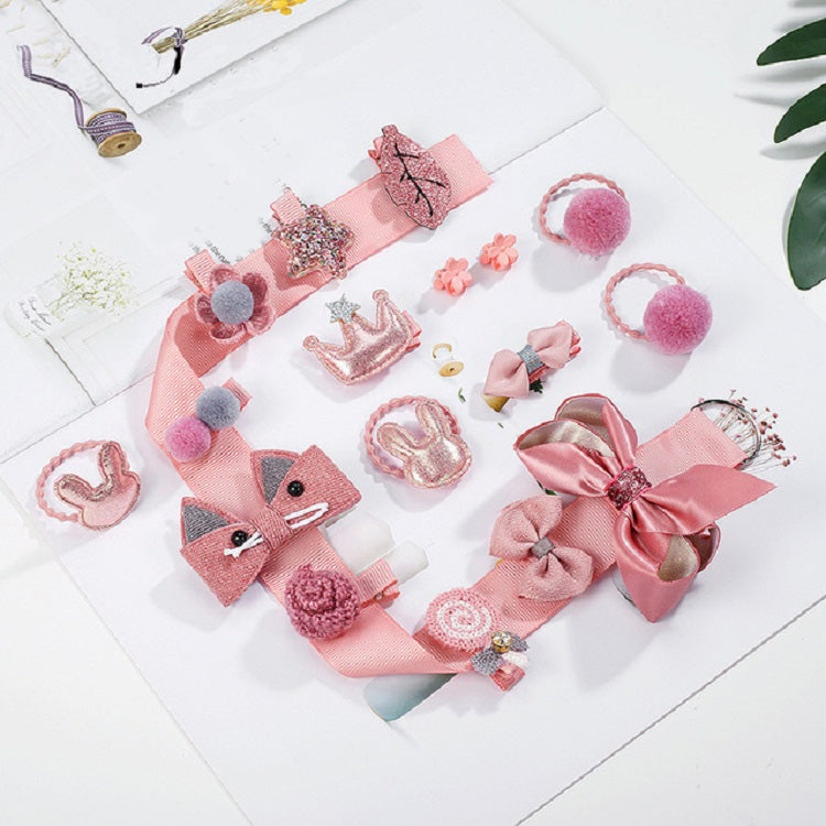 18pcs / Sets Baby Hair Accessories Girls Hairpin Hair Ring Boxed(Pink) - Head Bands by PMC Jewellery | Online Shopping South Africa | PMC Jewellery