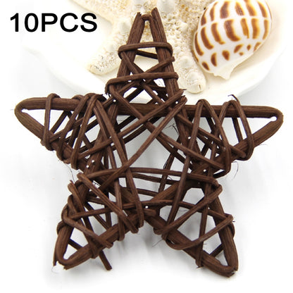 10 PCS 6cm Artificial Straw Ball DIY Decoration Rattan Stars Christmas Decor Home Ornament Supplies(Coffee) - Ornaments by PMC Jewellery | Online Shopping South Africa | PMC Jewellery