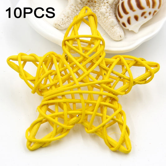 10 PCS 6cm Artificial Straw Ball DIY Decoration Rattan Stars Christmas Decor Home Ornament Supplies(Yellow) - Ornaments by PMC Jewellery | Online Shopping South Africa | PMC Jewellery