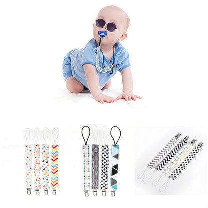 4 PCS/Set   Baby Pacifier Chain Clip Cotton Double Printed Pacifier Chain(Black Pacifier Clip) - Cups & Silicone Nipple by PMC Jewellery | Online Shopping South Africa | PMC Jewellery