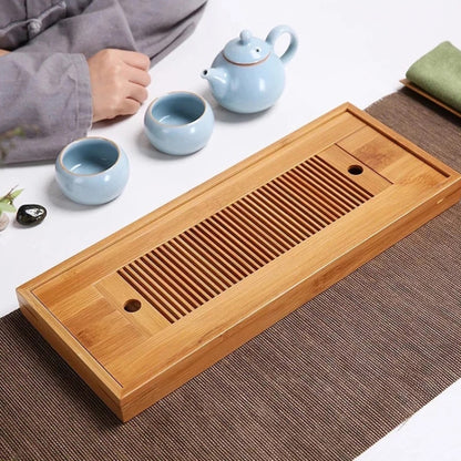 Bamboo Tea Trays Kung Fu Tea Accessories Tea Tray Table With Drain Rack(primary color) - Tea Trays by PMC Jewellery | Online Shopping South Africa | PMC Jewellery