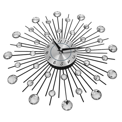 Creative Wall Clock Crystal Silver Wrought Iron Wall Clock Personality Art Decoration Living Room Bedroom Clock - Wall Clock by PMC Jewellery | Online Shopping South Africa | PMC Jewellery