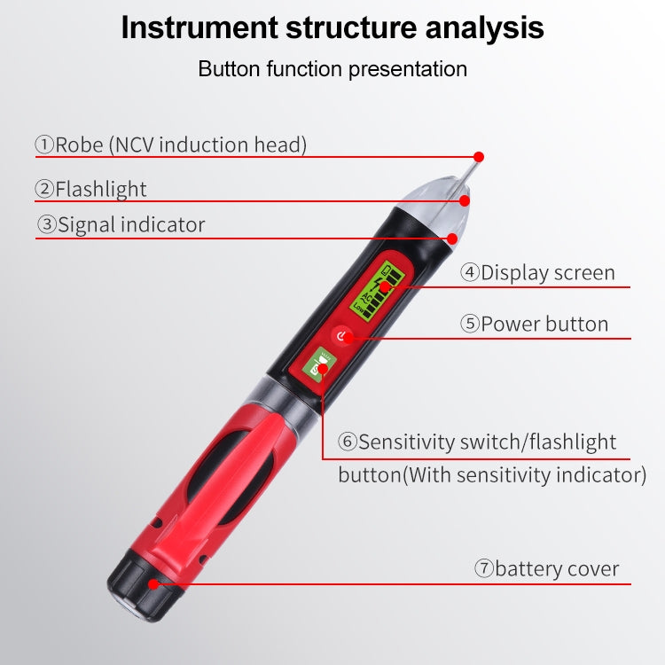 WINTACT WT3010  LED AC Voltage Tester Non-Contact Detector Pen 12-1000V AC Voltage Detector - Current & Voltage Tester by Wintact | Online Shopping South Africa | PMC Jewellery