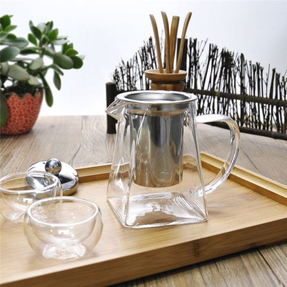 Stainless Steel Clear Heat Resistant Glass Filter Tea Pot, Capacity: 550ml - Teapots by PMC Jewellery | Online Shopping South Africa | PMC Jewellery