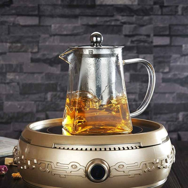 Stainless Steel Clear Heat Resistant Glass Filter Tea Pot, Capacity: 550ml - Teapots by PMC Jewellery | Online Shopping South Africa | PMC Jewellery