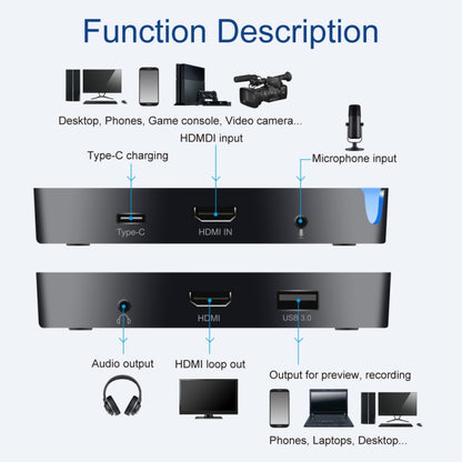 CK200 1080P HDMI + Microphone to HDMI + Audio + USB 3.0 HD Video Capture Card Device, Support UVC / UAC / MAC - Video Capture Solutions by PMC Jewellery | Online Shopping South Africa | PMC Jewellery | Buy Now Pay Later Mobicred