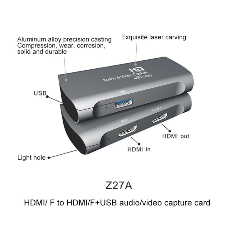 Z27A HDMI Female to HDMI Female USB Video Audio Capture Box - Video Capture Solutions by PMC Jewellery | Online Shopping South Africa | PMC Jewellery | Buy Now Pay Later Mobicred