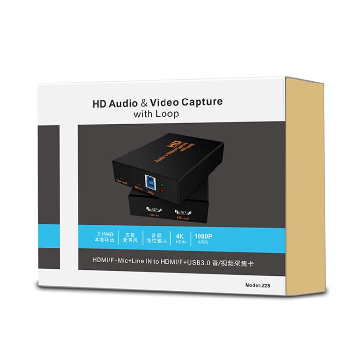 Z28 Professional HDMI Female + Mic + Line In to HDMI Female USB 3.0 Video Audio Capture Box(Black) - Video Capture Solutions by PMC Jewellery | Online Shopping South Africa | PMC Jewellery | Buy Now Pay Later Mobicred