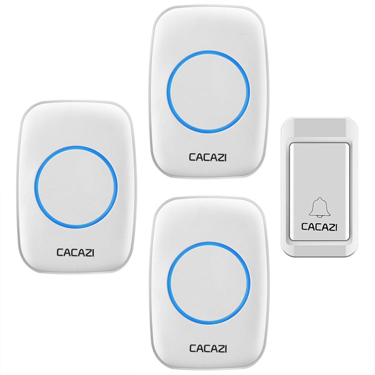 CACAZI A10G One Button Three Receivers Self-Powered Wireless Home Cordless Bell, UK Plug(White) - Wireless Doorbell by CACAZI | Online Shopping South Africa | PMC Jewellery