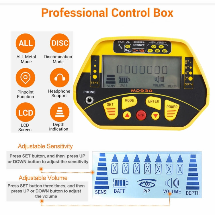 MD930 High Sensitivity and Accurate Positioning Underground Metal Detector with Backlight - Metal Detector by PMC Jewellery | Online Shopping South Africa | PMC Jewellery | Buy Now Pay Later Mobicred