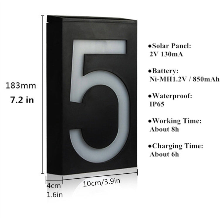 0.36W Solar Powered Wall Mount 6 LEDs Lighting Doorplate Lamp House Number Porch Lights with Solar Pannel(8) - With Solar Panel by YWXLight | Online Shopping South Africa | PMC Jewellery