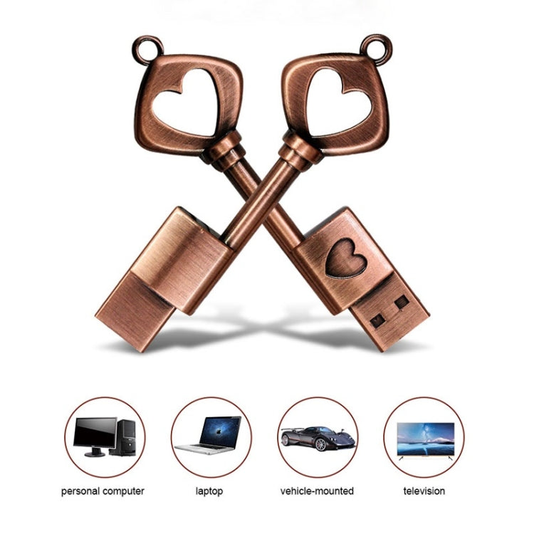 MicroDrive 4GB USB 2.0 Copper Love Key U Disk - USB Flash Drives by MicroDrive | Online Shopping South Africa | PMC Jewellery