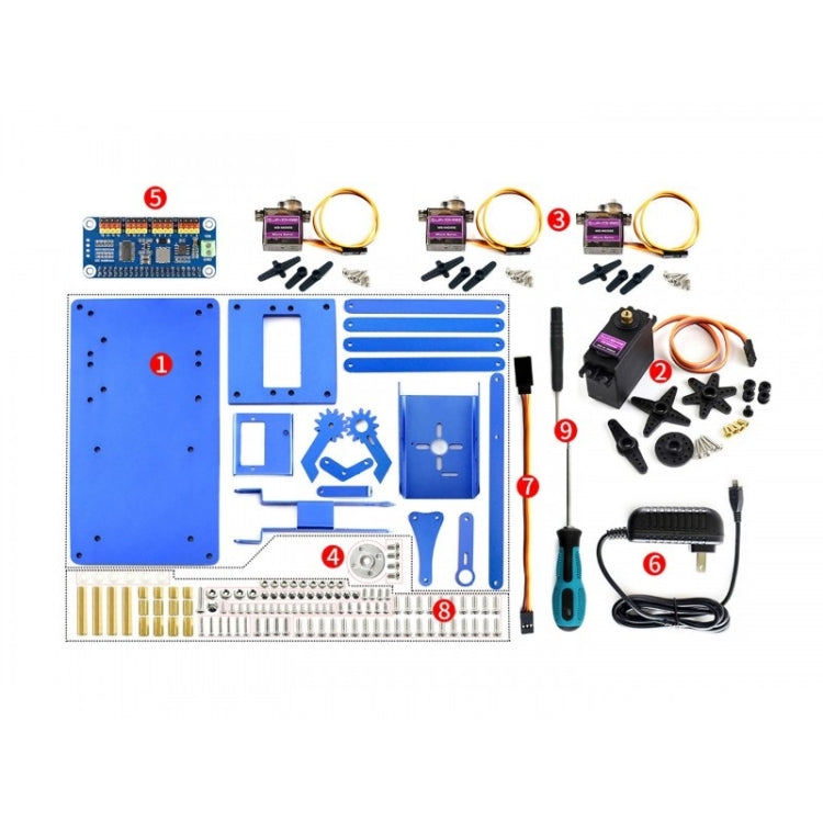 Waveshare 4-DOF Metal Robot Arm Kit for Raspberry Pi, Bluetooth / WiFi Remote Control, US Plug - Modules Expansions Accessories by Waveshare | Online Shopping South Africa | PMC Jewellery | Buy Now Pay Later Mobicred