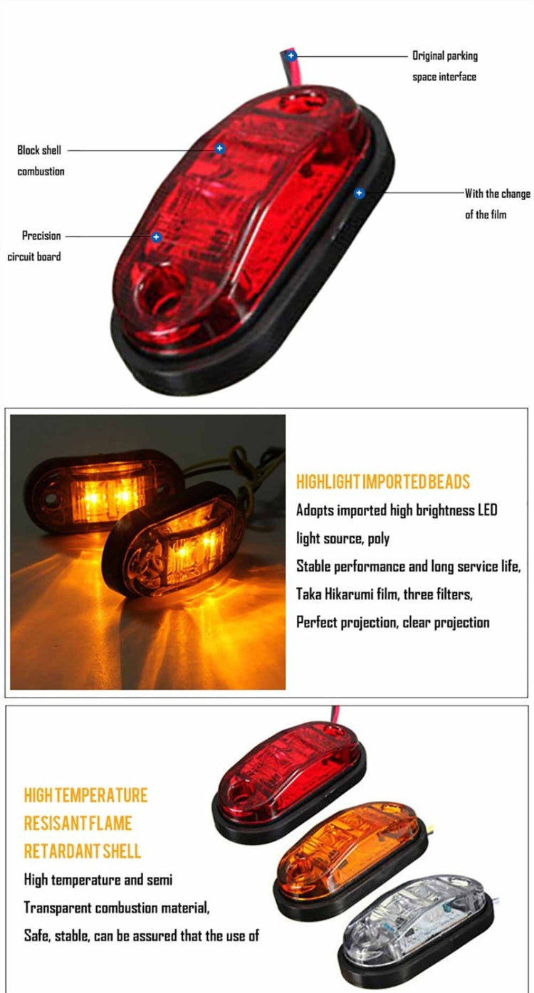 10-30V Oval Clearing Truck Trailer Side Marker Light (Orange) -  by YWXLight | Online Shopping South Africa | PMC Jewellery