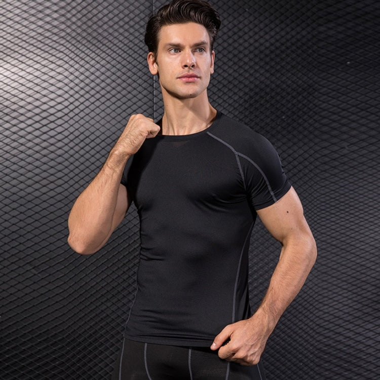 Fitness Running Training Suit Stretch Quick Dry Tight Short Sleeve T-shirt (Color:Grey Size:XL) - Athletic Wear by PMC Jewellery | Online Shopping South Africa | PMC Jewellery