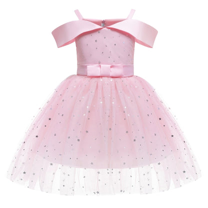 Girls One-shoulder Sequined Tutu Dress (Color:Pink Size:110) - Girl Clothing by PMC Jewellery | Online Shopping South Africa | PMC Jewellery