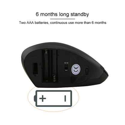 Battery Version Wireless Mouse Vertical 2.4GHz Optical Mouse (Black) - Wireless Mice by PMC Jewellery | Online Shopping South Africa | PMC Jewellery