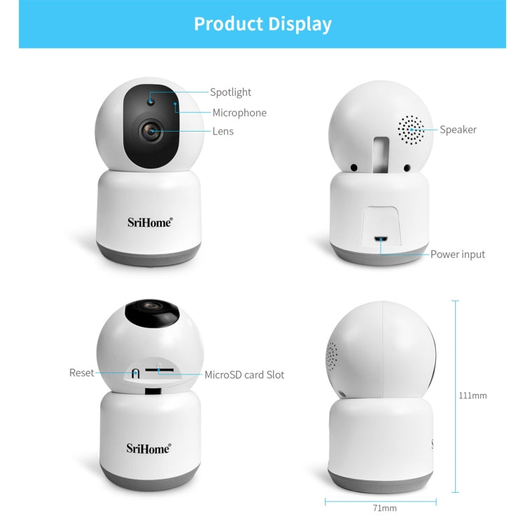 SirHome SH038 4.0 Million Pixels QHD 2.4G/5G WiFi IP Camera, Support Night Color & Motion Detection & Two Way Talk & Human Detection & TF Card, AU Plug - Wireless Camera by SriHome | Online Shopping South Africa | PMC Jewellery