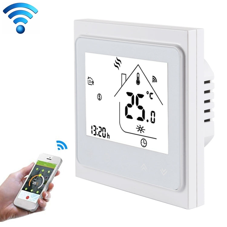 BHT-002GALW 3A Load Water Heating Type LCD Digital Heating Room Thermostat with Time Display, WiFi Control(White) - Indoor Thermometer by PMC Jewellery | Online Shopping South Africa | PMC Jewellery