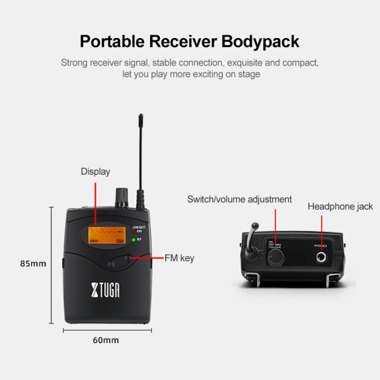 XTUGA IEM1200 Wireless Transmitter 10 Bodypack Stage Singer In-Ear Monitor System(EU Plug) - Microphone by XTUGA | Online Shopping South Africa | PMC Jewellery