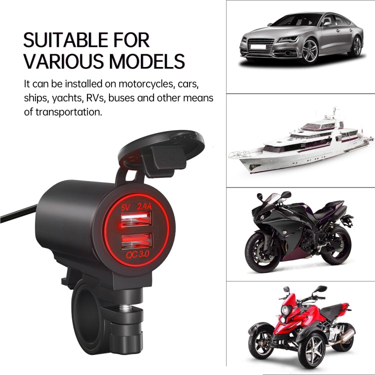 ZH-723F2 Car / Motorcycle QC3.0 Cell Phone Fast Charging Dual USB Car Charger(Red Light) - DIY Modified Charger by PMC Jewellery | Online Shopping South Africa | PMC Jewellery